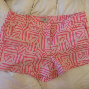 J.Crew Pink and White Tribal Design Chino Shorts